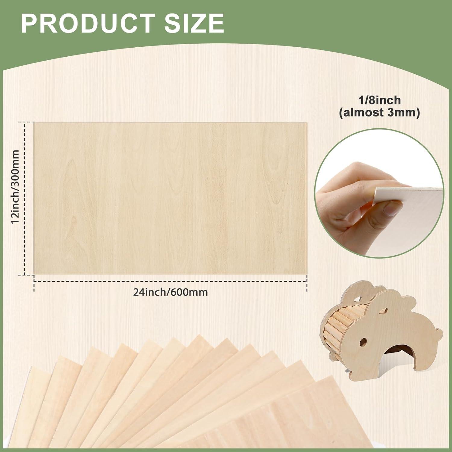 image12 Pack Basswood Sheets 18x12x12 Inch for CraftsUnfinished Wood for Laser Cutting amp EngravingWood BuriningPlywood for Architectural ModelsBasswood 10 p