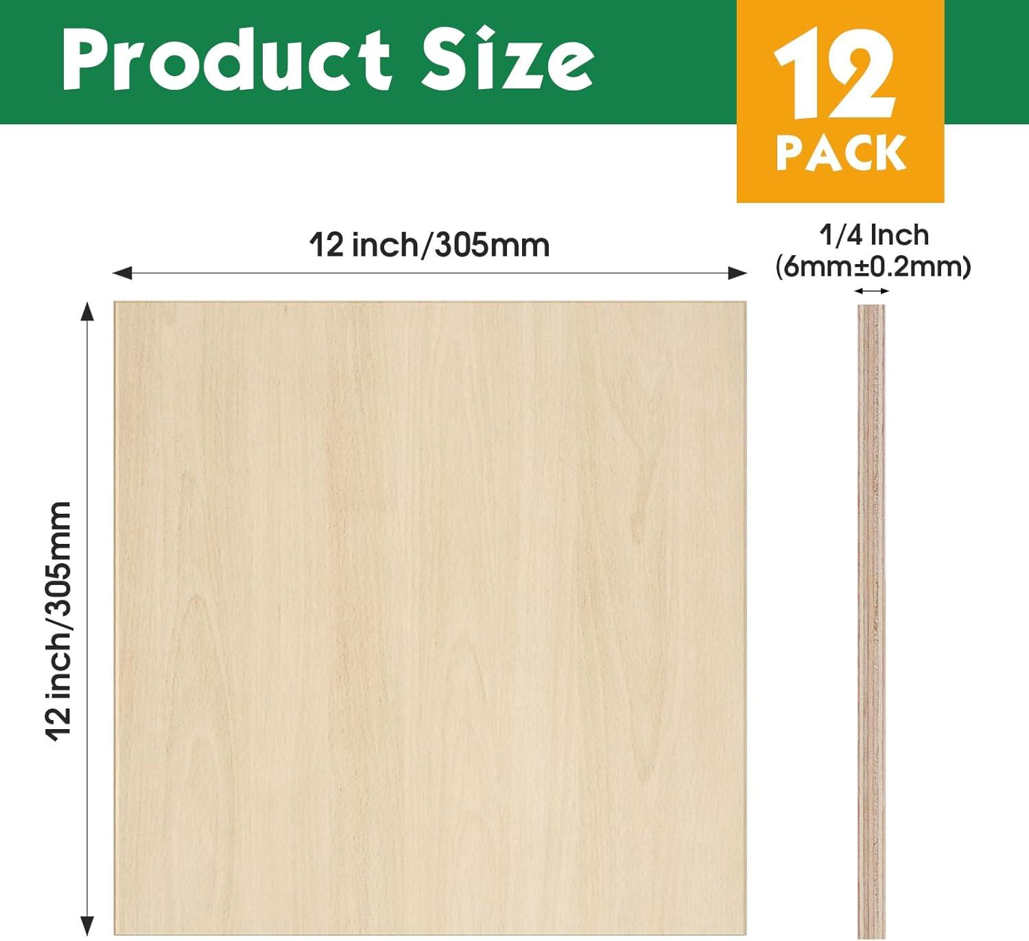 image12 Pack Basswood Sheets 18x12x12 Inch for CraftsUnfinished Wood for Laser Cutting amp EngravingWood BuriningPlywood for Architectural ModelsBasswood 12P