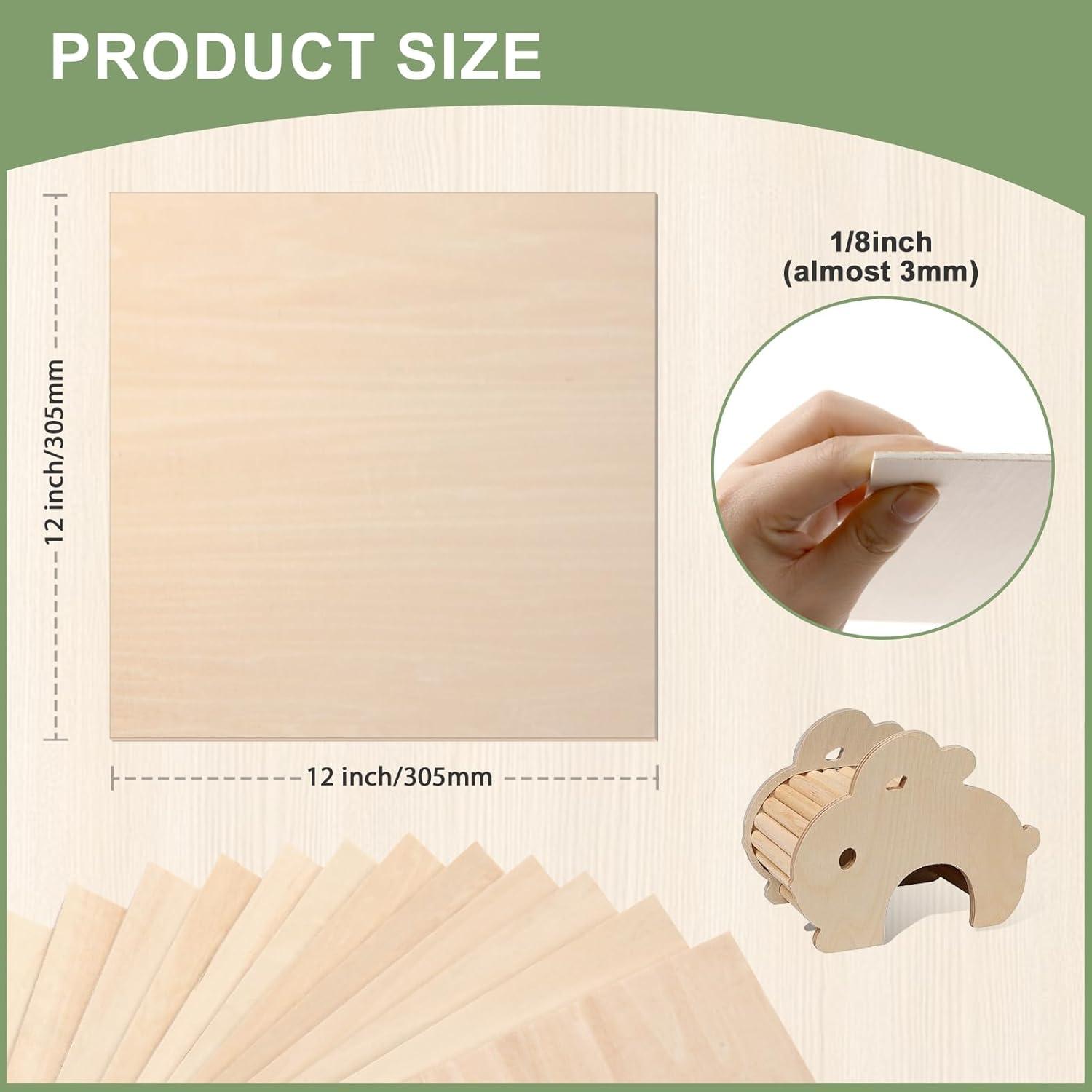 image12 Pack Basswood Sheets 18x12x12 Inch for CraftsUnfinished Wood for Laser Cutting amp EngravingWood BuriningPlywood for Architectural ModelsBasswood 24 P