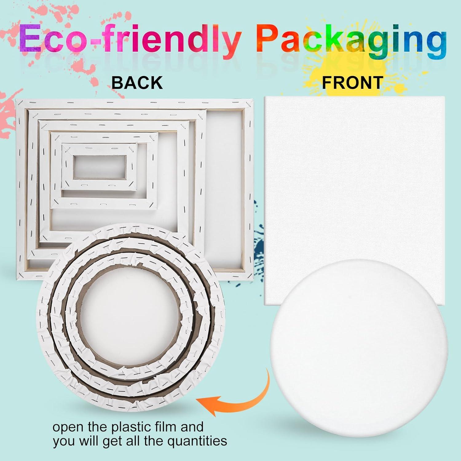 14 Packs Stretched Canvas for Painting, MultiSize 12×16, 10×12, 8×10, 5 ...