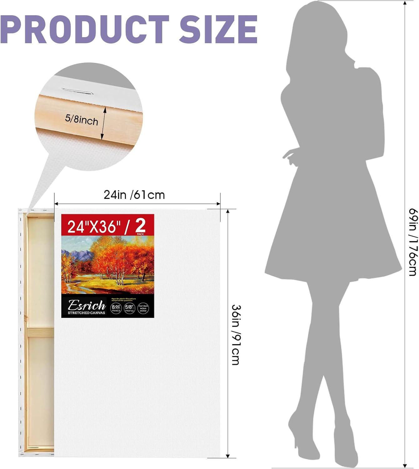 image14 Packs Stretched Canvas for Painting MultiSize 12x16 10x12 8x10 5x7 8x8 6x6 4x4 2 of Each Primed Blank Canvas for Oil Acrylic Paintfor Beginner Artist2Pack24x36 Canvas