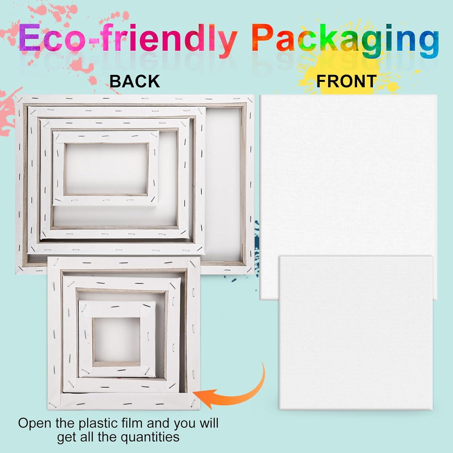 image14 Packs Stretched Canvas for Painting MultiSize 12x16 10x12 8x10 5x7 8x8 6x6 4x4 2 of Each Primed Blank Canvas for Oil Acrylic Paintfor Beginner Artist14Pack Canvas