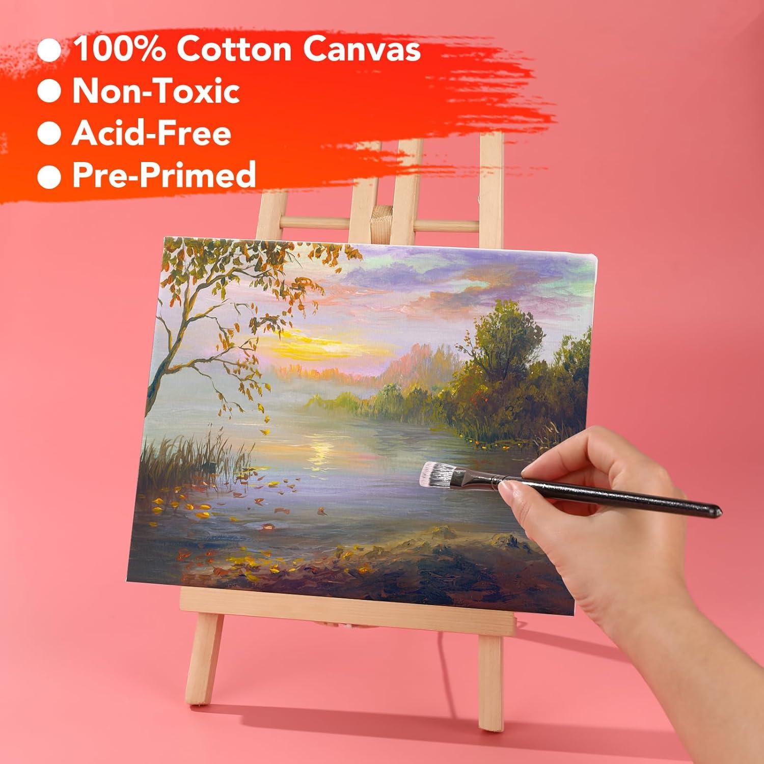 image14 Packs Stretched Canvas for Painting MultiSize 12x16 10x12 8x10 5x7 8x8 6x6 4x4 2 of Each Primed Blank Canvas for Oil Acrylic Paintfor Beginner Artist14Pack Canvas
