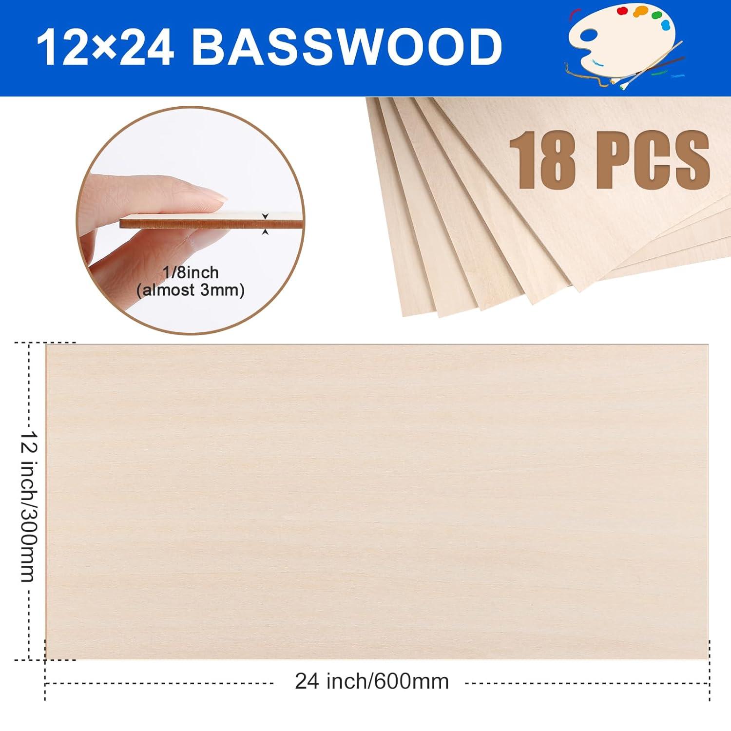 image24Pack Basswood Sheets 4x6x116 Inch Basswood for Laser Cutting amp Engraving Thin Plywood Wood Sheets Unfinished Wood for Crafts DIY Architectural Models Wood Burning and PaintingBasswood 18 Packs