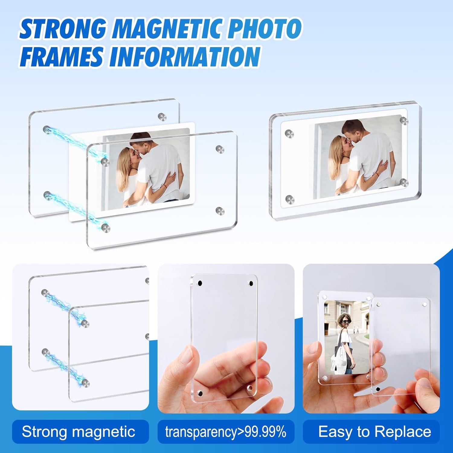 imageESRICH 12 PackAcrylic Fridge Magnetic Frame Mini Picture Frames Double Sided Photo Magnet Frames for RefrigeratorMini Clear Picture Frame Gifts 236 x 354Inch25pack