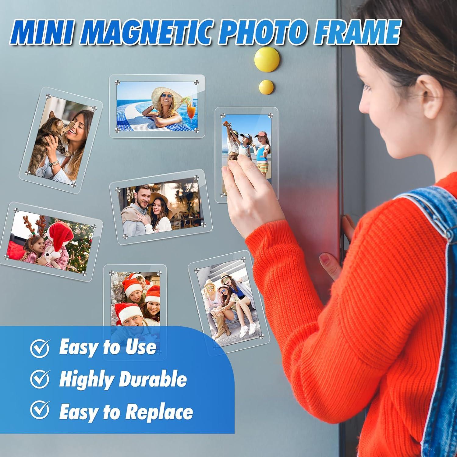 imageESRICH 12 PackAcrylic Fridge Magnetic Frame Mini Picture Frames Double Sided Photo Magnet Frames for RefrigeratorMini Clear Picture Frame Gifts 236 x 354Inch36pack