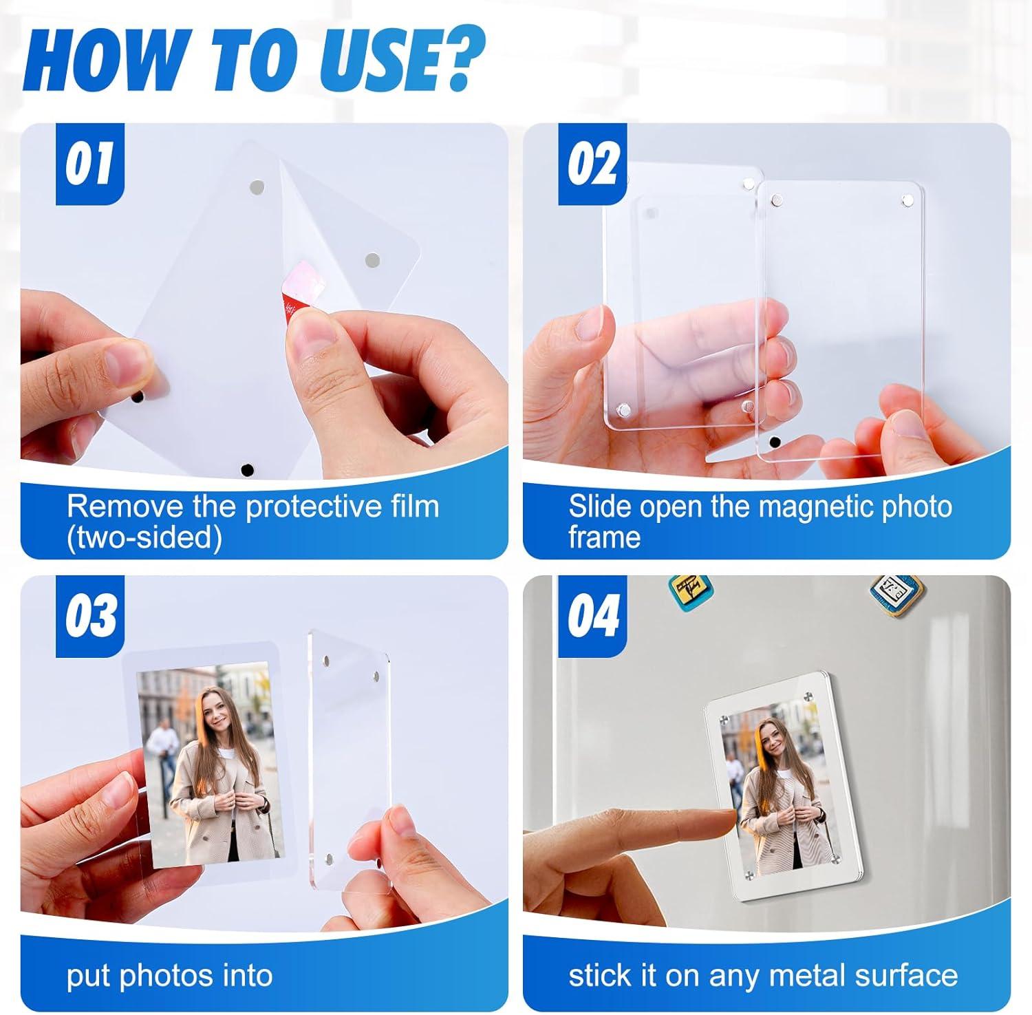 imageESRICH 12 PackAcrylic Fridge Magnetic Frame Mini Picture Frames Double Sided Photo Magnet Frames for RefrigeratorMini Clear Picture Frame Gifts 236 x 354Inch36pack