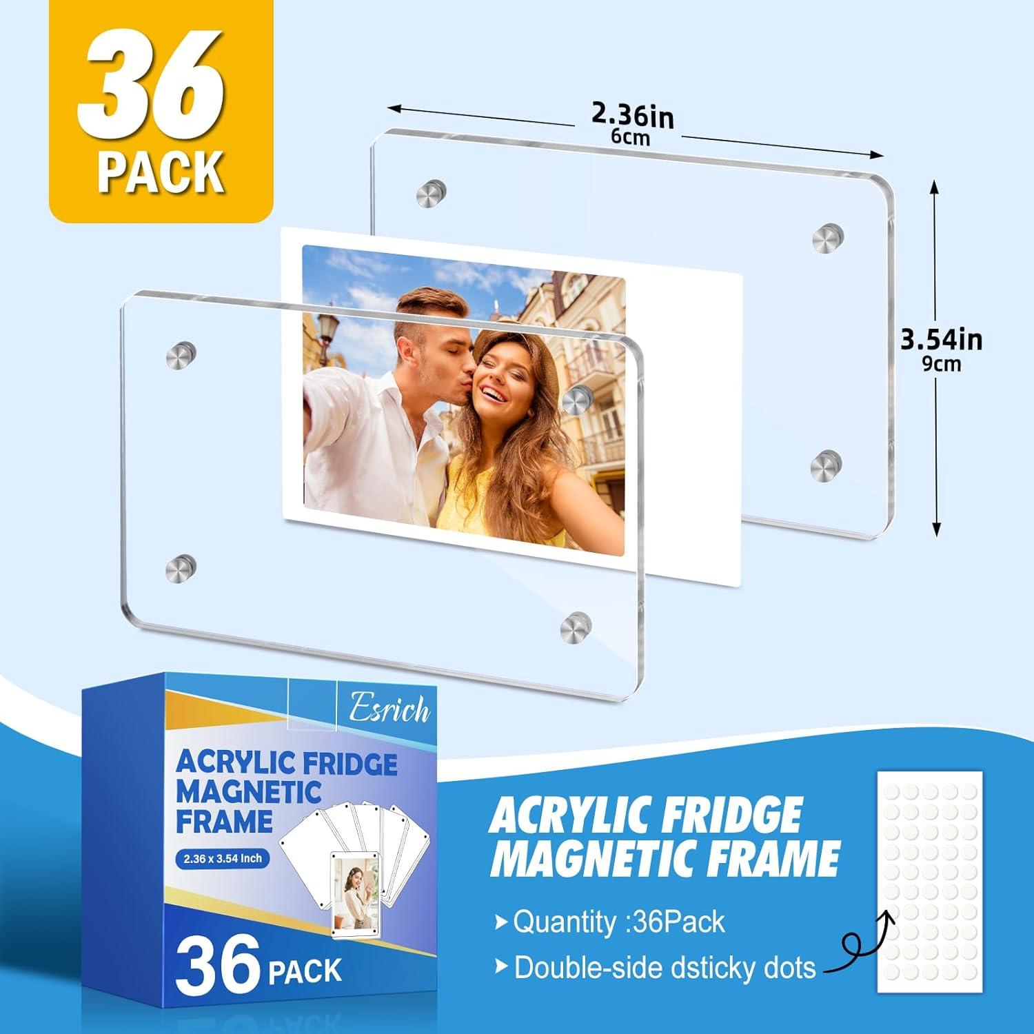 imageESRICH 12 PackAcrylic Fridge Magnetic Frame Mini Picture Frames Double Sided Photo Magnet Frames for RefrigeratorMini Clear Picture Frame Gifts 236 x 354Inch36pack