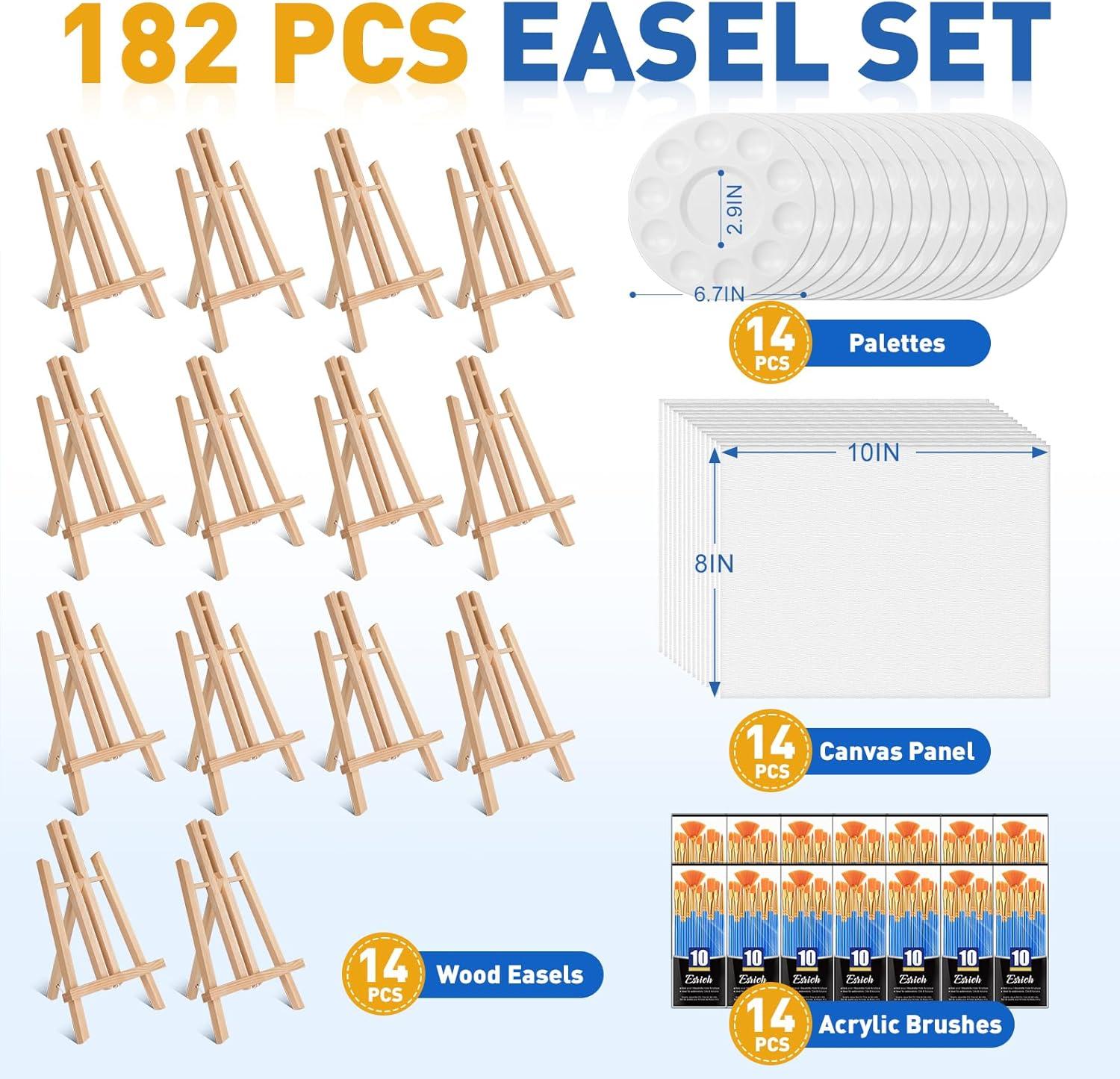 imageESRICH 130PCS Canvas with Easel Set Paint and Sip Kit for AdultsPaint Brushes Canvas Panel Painting KitPainting Supplies Kit Artists and Beginners to Painting Party182PCS