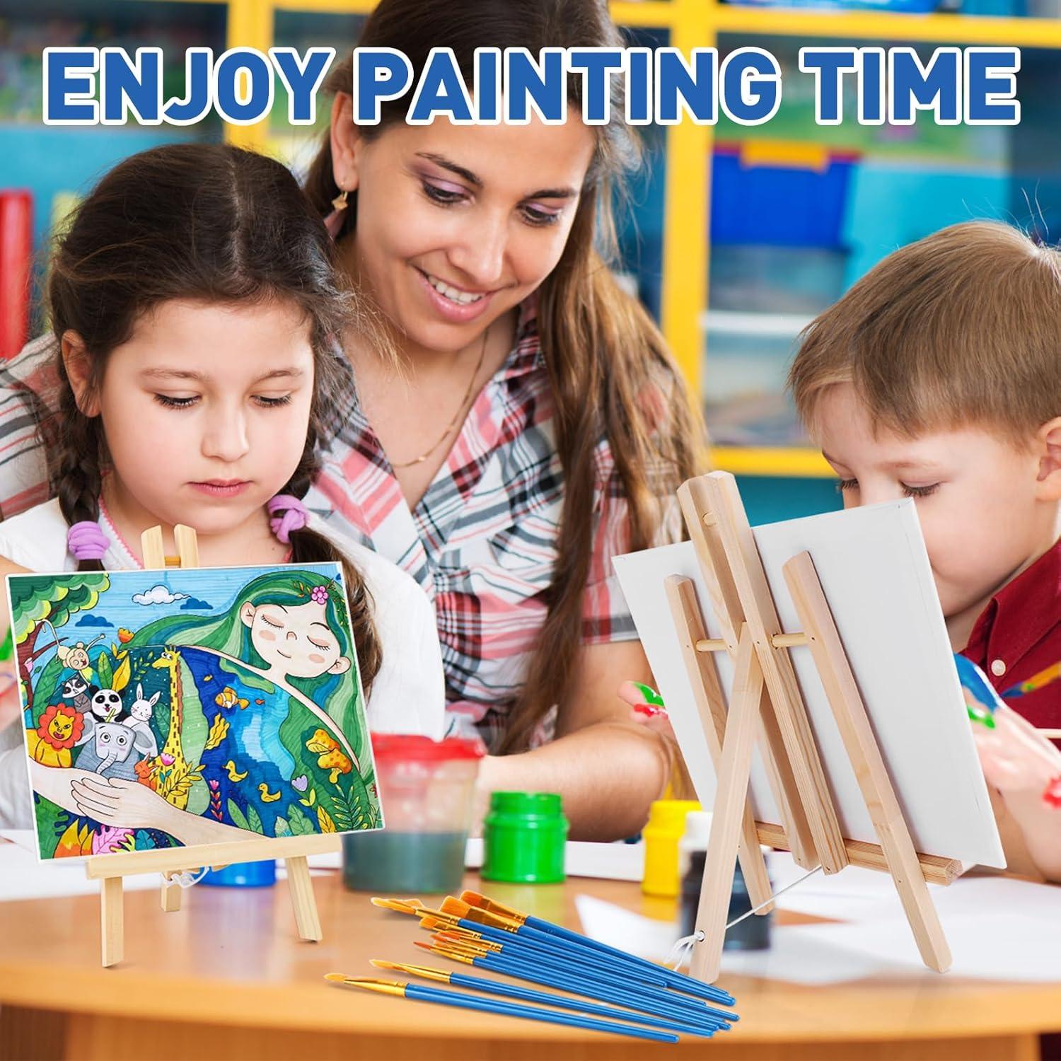 imageESRICH 130PCS Canvas with Easel Set Paint and Sip Kit for AdultsPaint Brushes Canvas Panel Painting KitPainting Supplies Kit Artists and Beginners to Painting Party182PCS