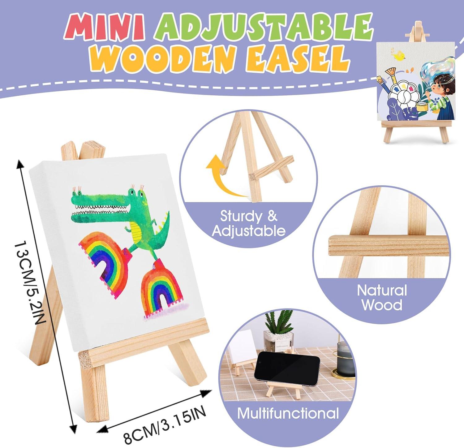 imageESRICH 18 Set Mini Acrylic Paint Kit Minis Stretched Canvas with Easel Acrylic Paint Strips Palettes Painting Brushes Mini Canvas and Easel Set for Kids Artists Beginner Gifts6