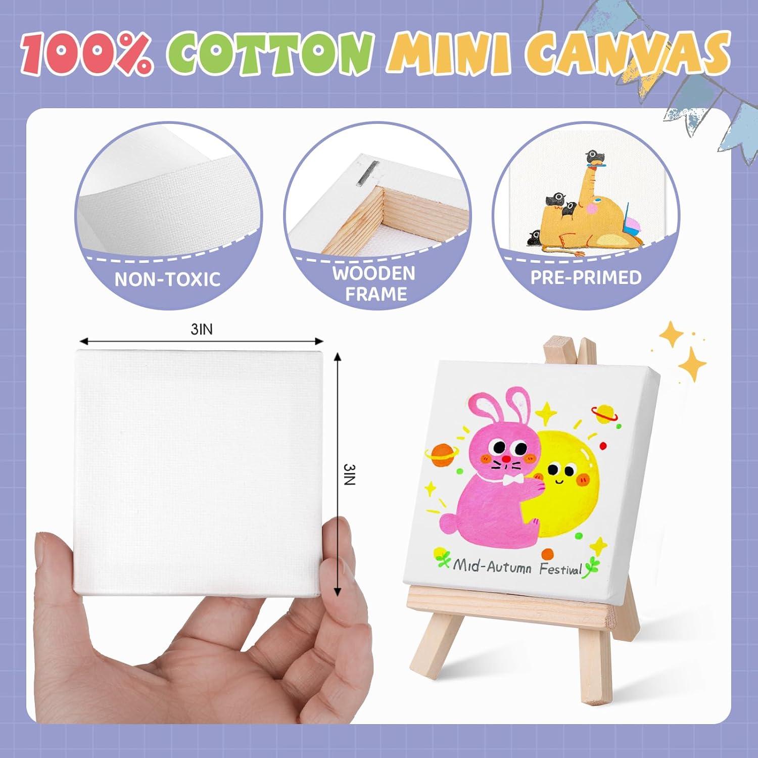 imageESRICH 18 Set Mini Acrylic Paint Kit Minis Stretched Canvas with Easel Acrylic Paint Strips Palettes Painting Brushes Mini Canvas and Easel Set for Kids Artists Beginner Gifts6