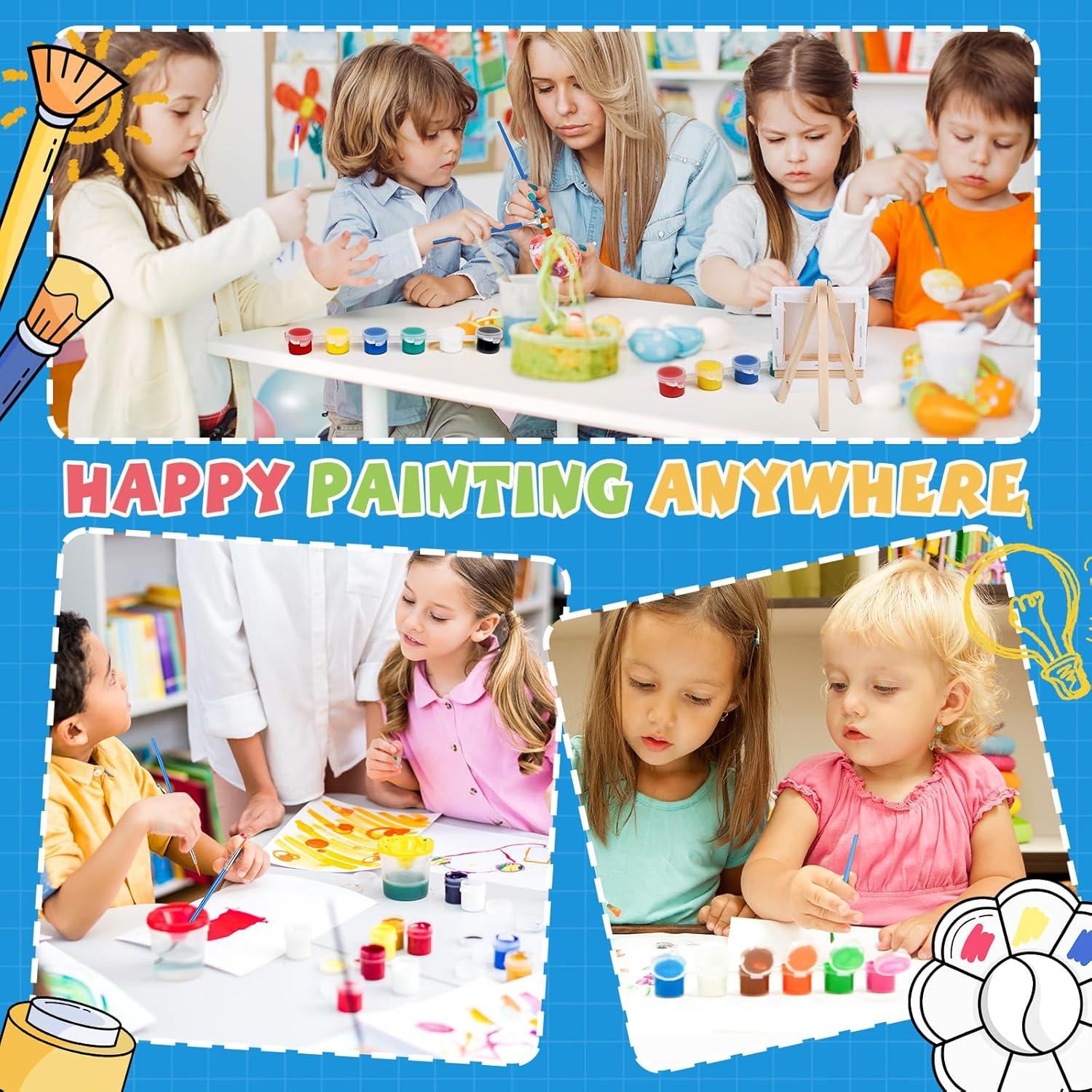 imageESRICH 18 Set Mini Acrylic Paint Kit Minis Stretched Canvas with Easel Acrylic Paint Strips Palettes Painting Brushes Mini Canvas and Easel Set for Kids Artists Beginner Gifts24