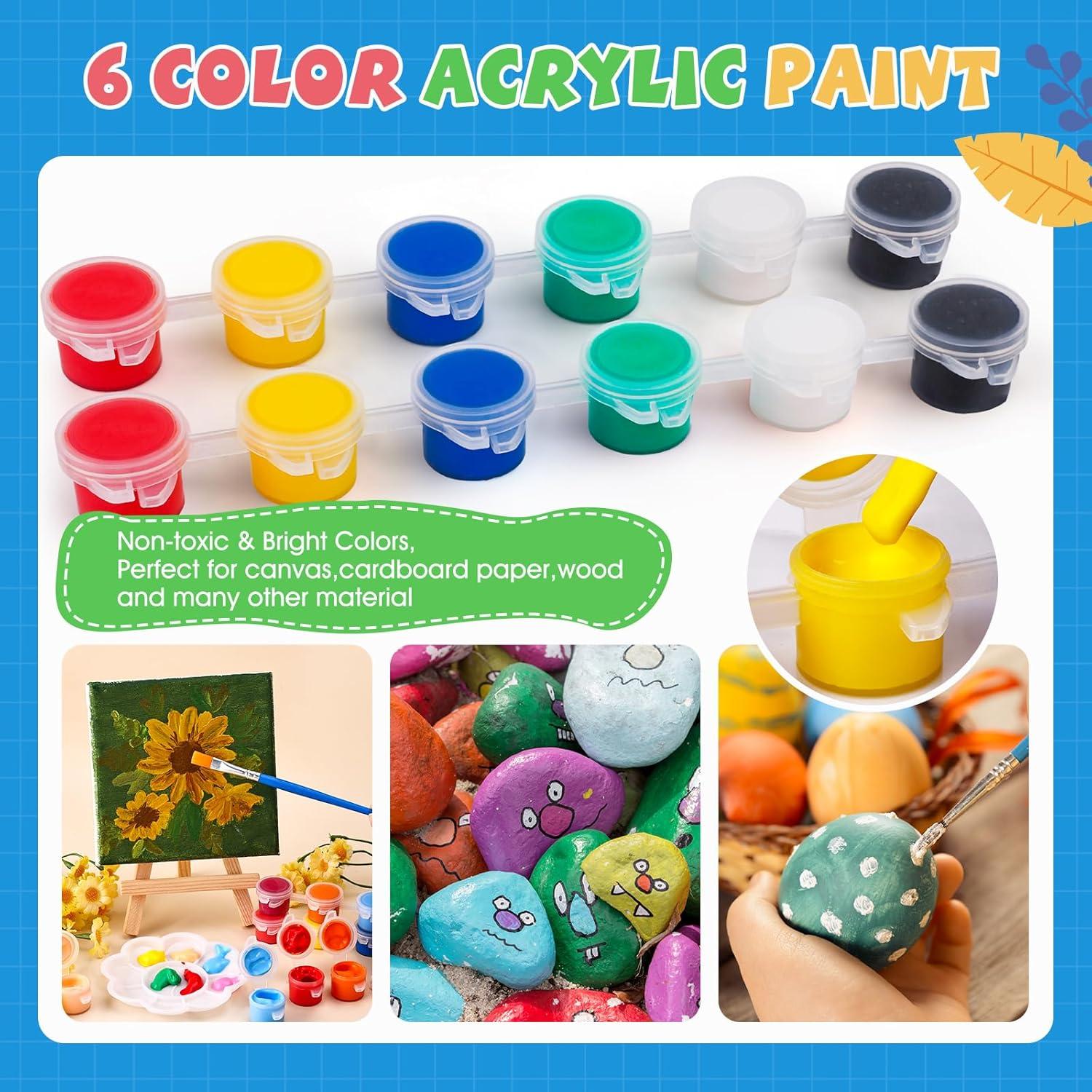 imageESRICH 18 Set Mini Acrylic Paint Kit Minis Stretched Canvas with Easel Acrylic Paint Strips Palettes Painting Brushes Mini Canvas and Easel Set for Kids Artists Beginner Gifts24