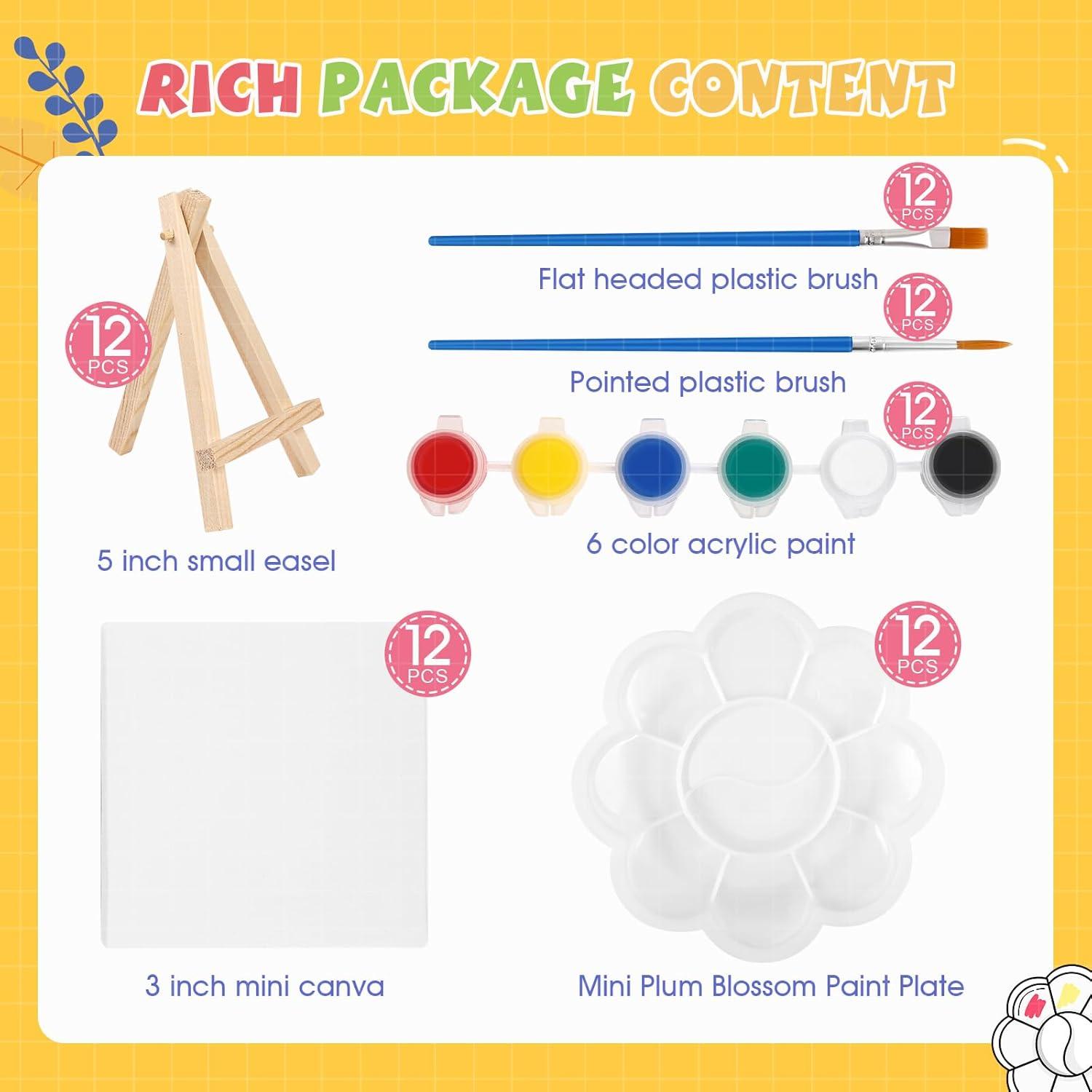 imageESRICH 18 Set Mini Acrylic Paint Kit Minis Stretched Canvas with Easel Acrylic Paint Strips Palettes Painting Brushes Mini Canvas and Easel Set for Kids Artists Beginner Gifts12