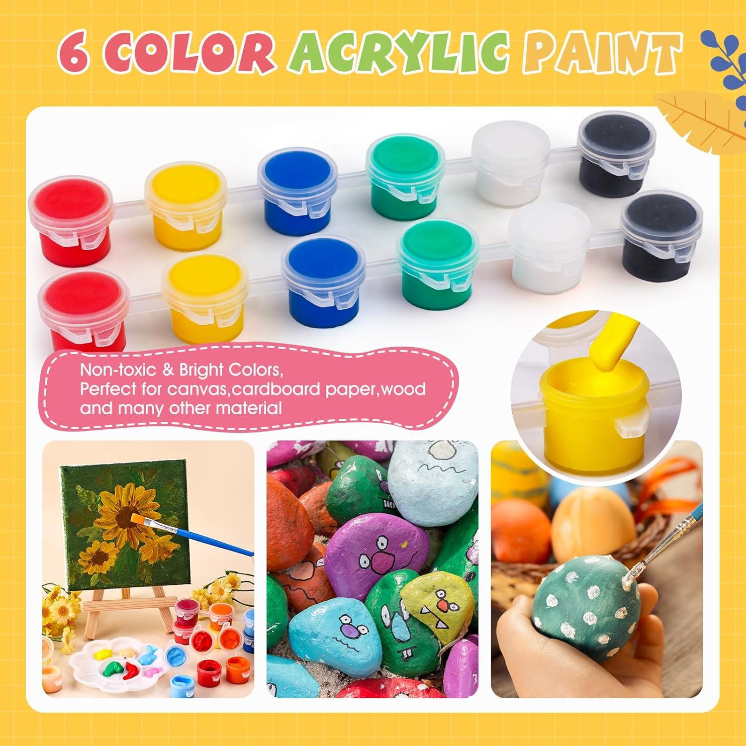 imageESRICH 18 Set Mini Acrylic Paint Kit Minis Stretched Canvas with Easel Acrylic Paint Strips Palettes Painting Brushes Mini Canvas and Easel Set for Kids Artists Beginner Gifts12