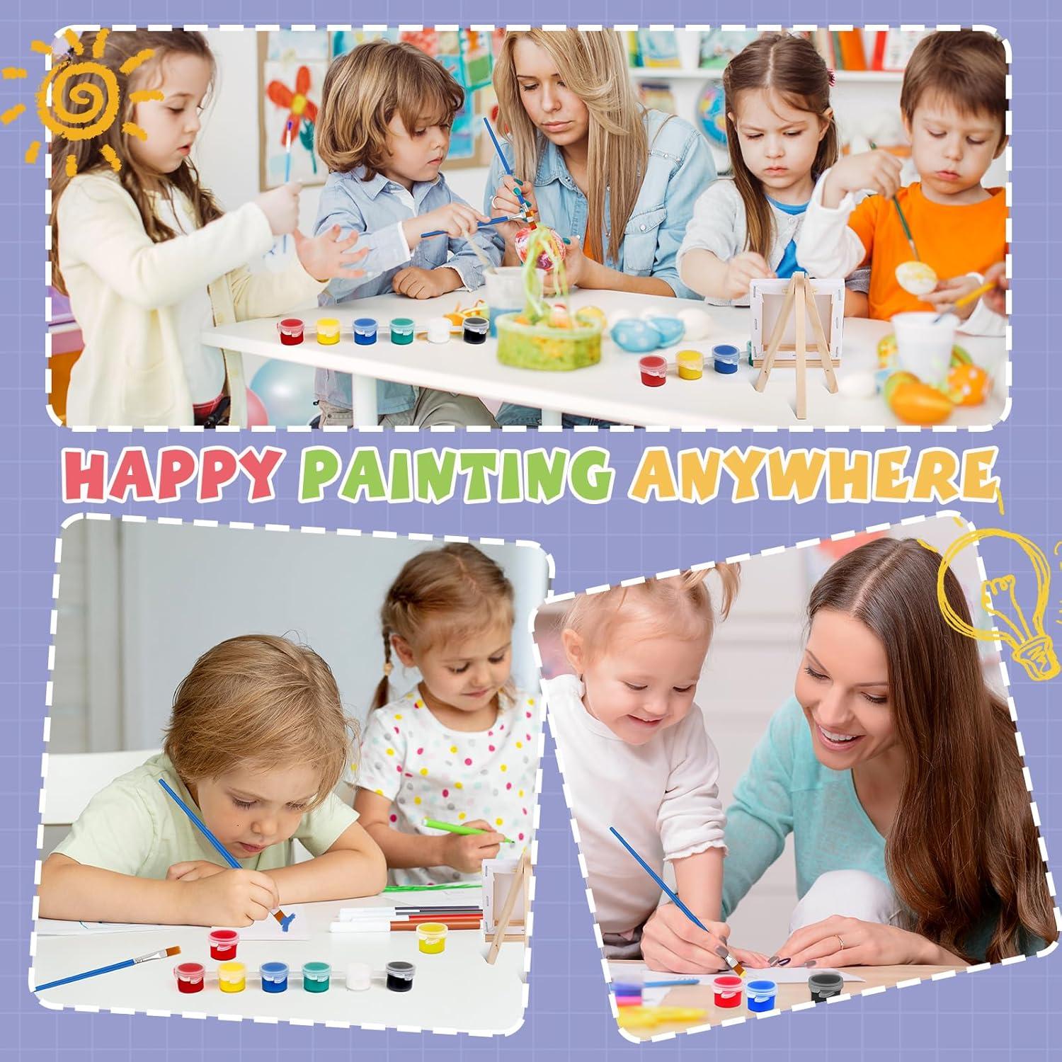 imageESRICH 18 Set Mini Acrylic Paint Kit Minis Stretched Canvas with Easel Acrylic Paint Strips Palettes Painting Brushes Mini Canvas and Easel Set for Kids Artists Beginner Gifts6