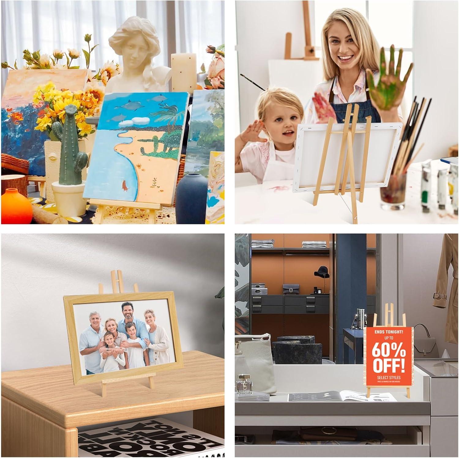 imageESRICH 2 Pack 118 Wood EaselsTabletop Easel for PaintingPainting Party Displaying Canvases Kids Student Table School Desktop Portable Canvas Photo Picture Sign Holder1612P