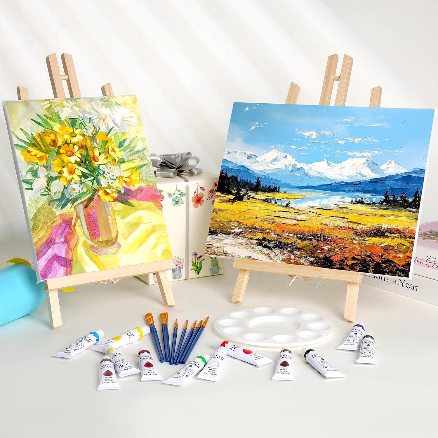 imageESRICH 2 Pack 118 Wood EaselsTabletop Easel for PaintingPainting Party Displaying Canvases Kids Student Table School Desktop Portable Canvas Photo Picture Sign Holder166P