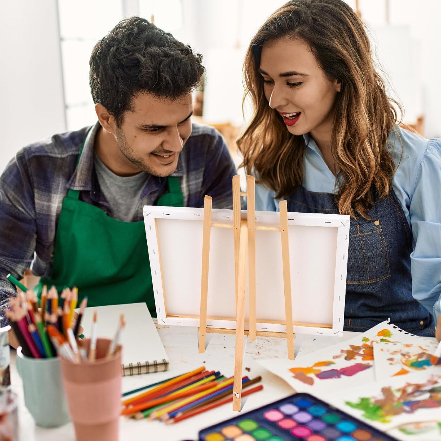 imageESRICH 2 Pack 118 Wood EaselsTabletop Easel for PaintingPainting Party Displaying Canvases Kids Student Table School Desktop Portable Canvas Photo Picture Sign Holder162P