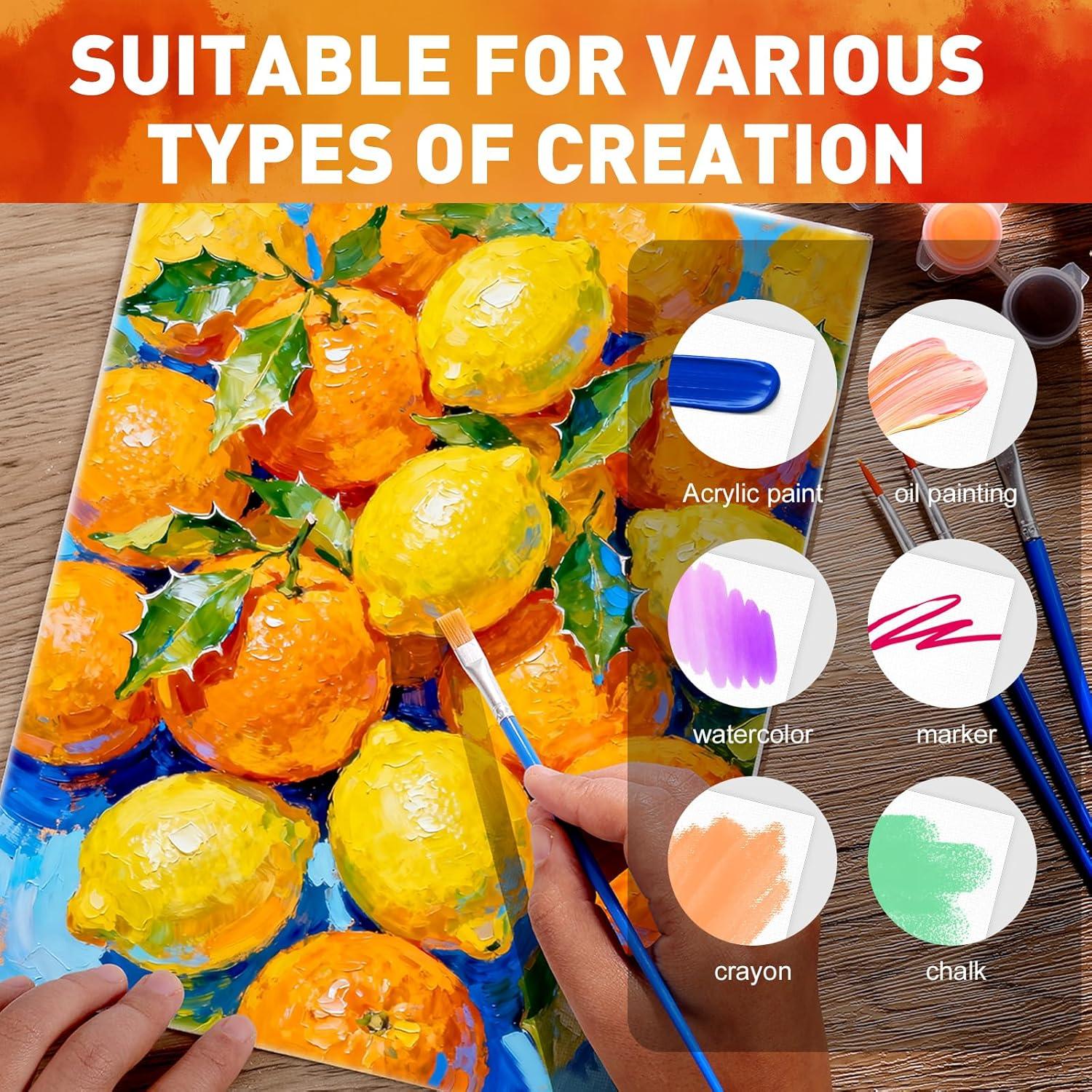 imageESRICH 20 Pack Painting Kits for Adults with Easel 8x10 Canvas Mini Acrylic Paint Paint Brushes Palettes Aprons Sip and Paint Kits for Adults Couples Friends Date Night Painting Party Supplies