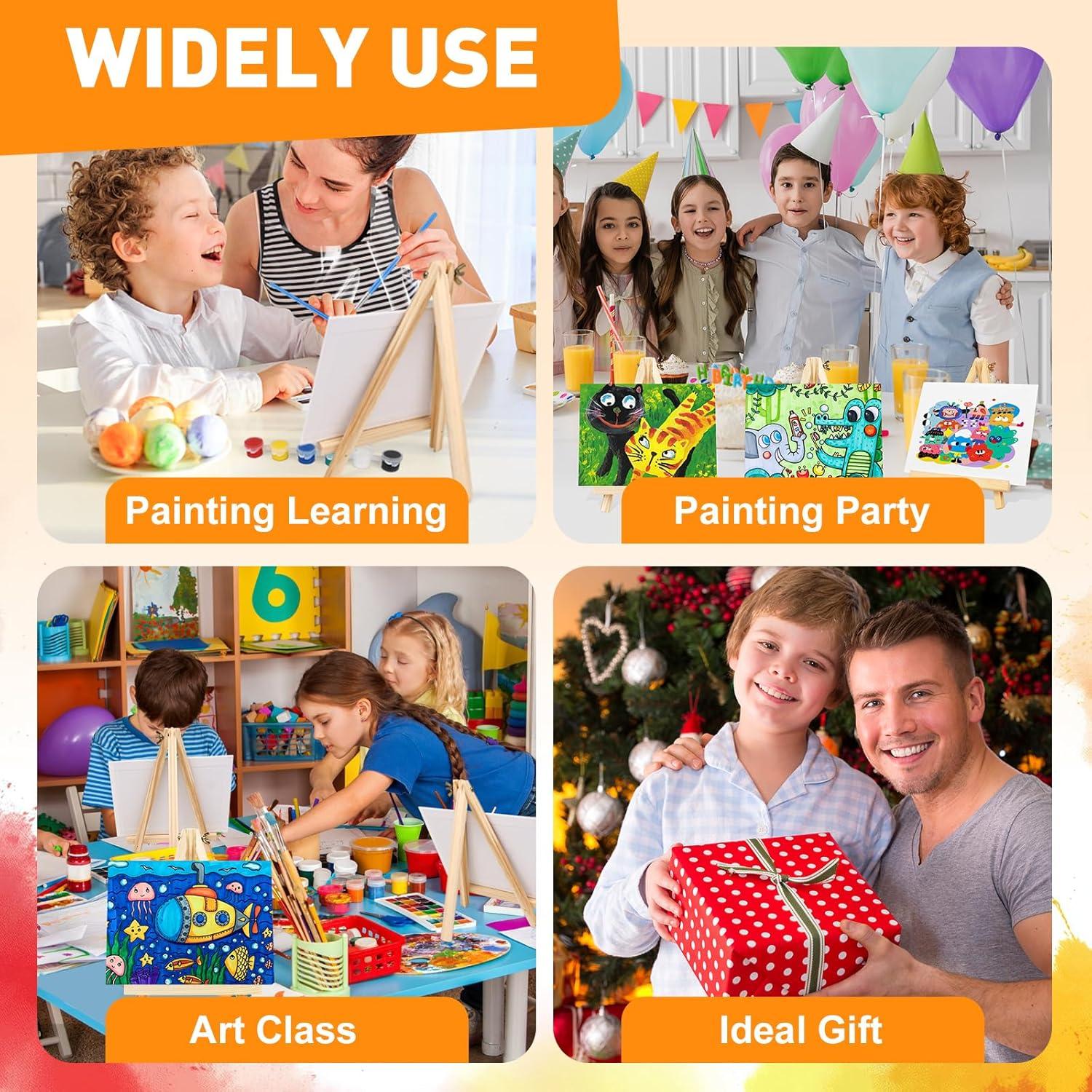 imageESRICH 20 Pack Painting Kits for Adults with Easel 8x10 Canvas Mini Acrylic Paint Paint Brushes Palettes Aprons Sip and Paint Kits for Adults Couples Friends Date Night Painting Party Supplies