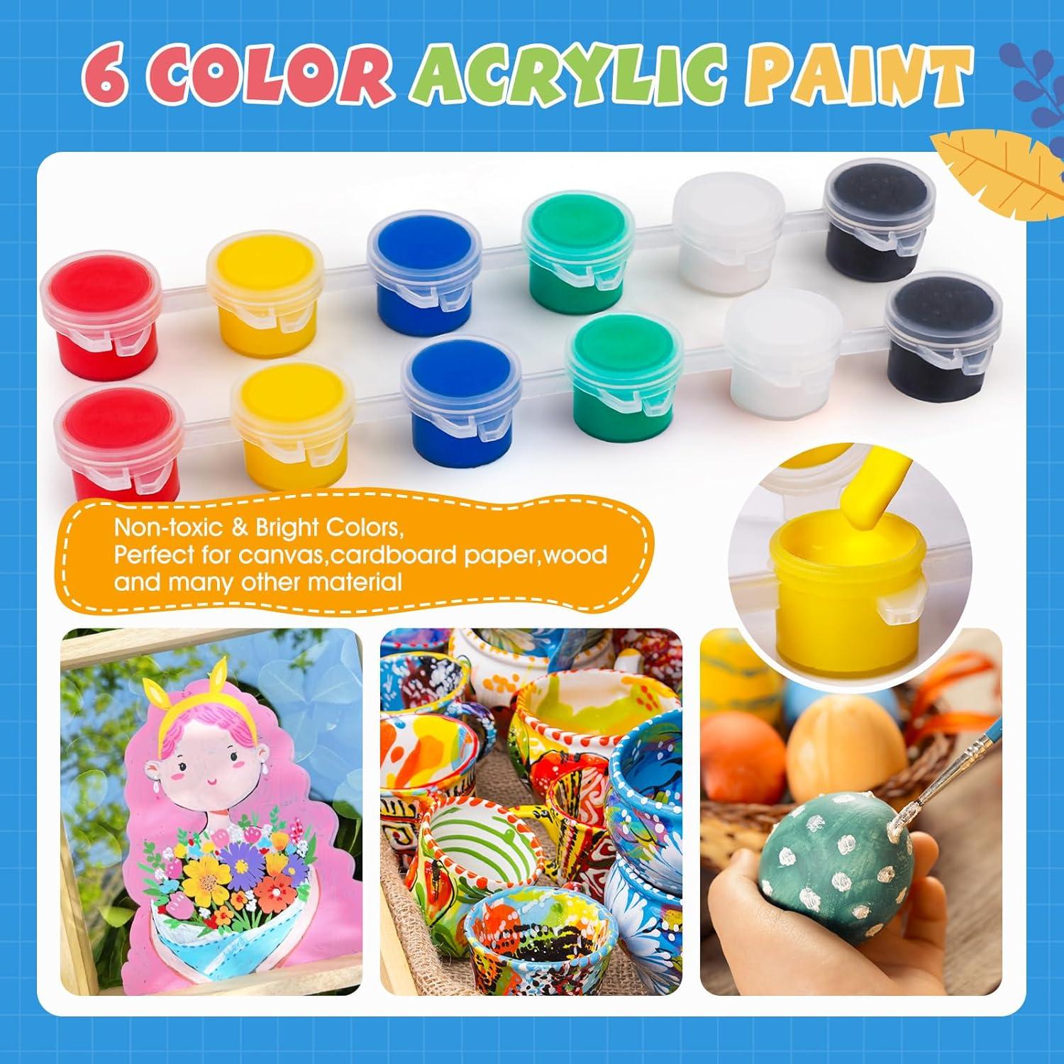 imageESRICH 20 Set Mini Canvas Painting Kit Minis Acrylic Paint Set Valentines Day Gifts44in Stretched Canvas with Easel Acrylic PaintsBrushesPaletteMini Easel Canvas for Kids Adults Painting Party8 set 55