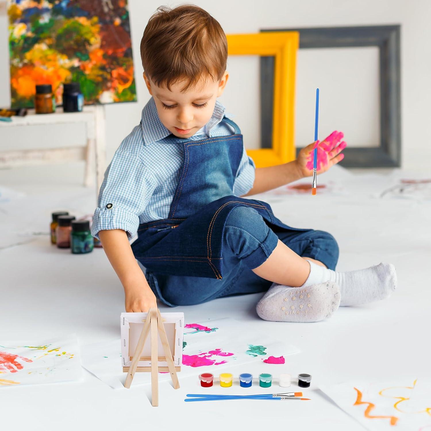 imageESRICH 20 Set Mini Canvas Painting Kit Minis Acrylic Paint Set Valentines Day Gifts44in Stretched Canvas with Easel Acrylic PaintsBrushesPaletteMini Easel Canvas for Kids Adults Painting Party5 set 44