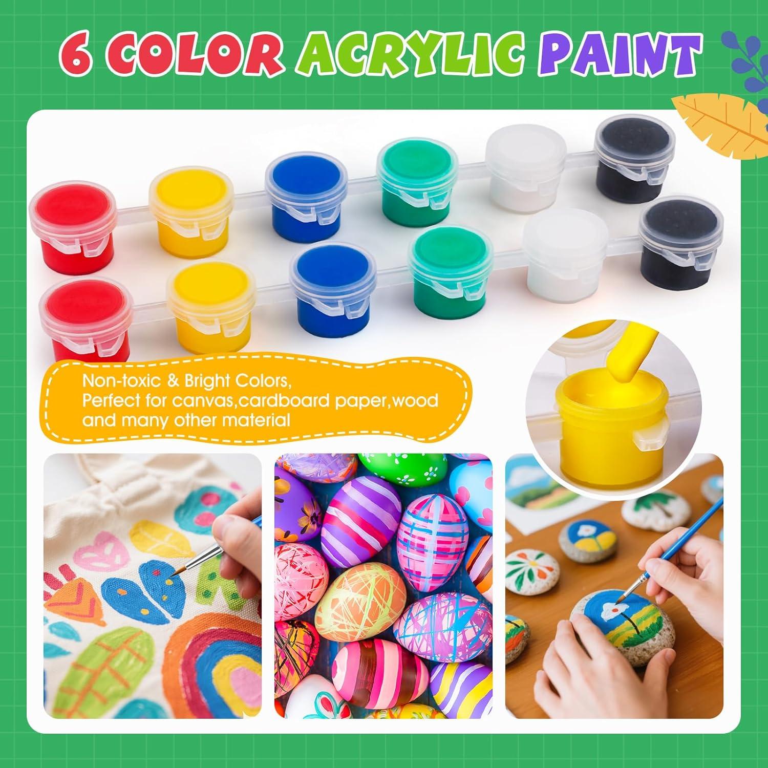 imageESRICH 20 Set Mini Canvas Painting Kit Minis Acrylic Paint Set Valentines Day Gifts44in Stretched Canvas with Easel Acrylic PaintsBrushesPaletteMini Easel Canvas for Kids Adults Painting Party24 set 55