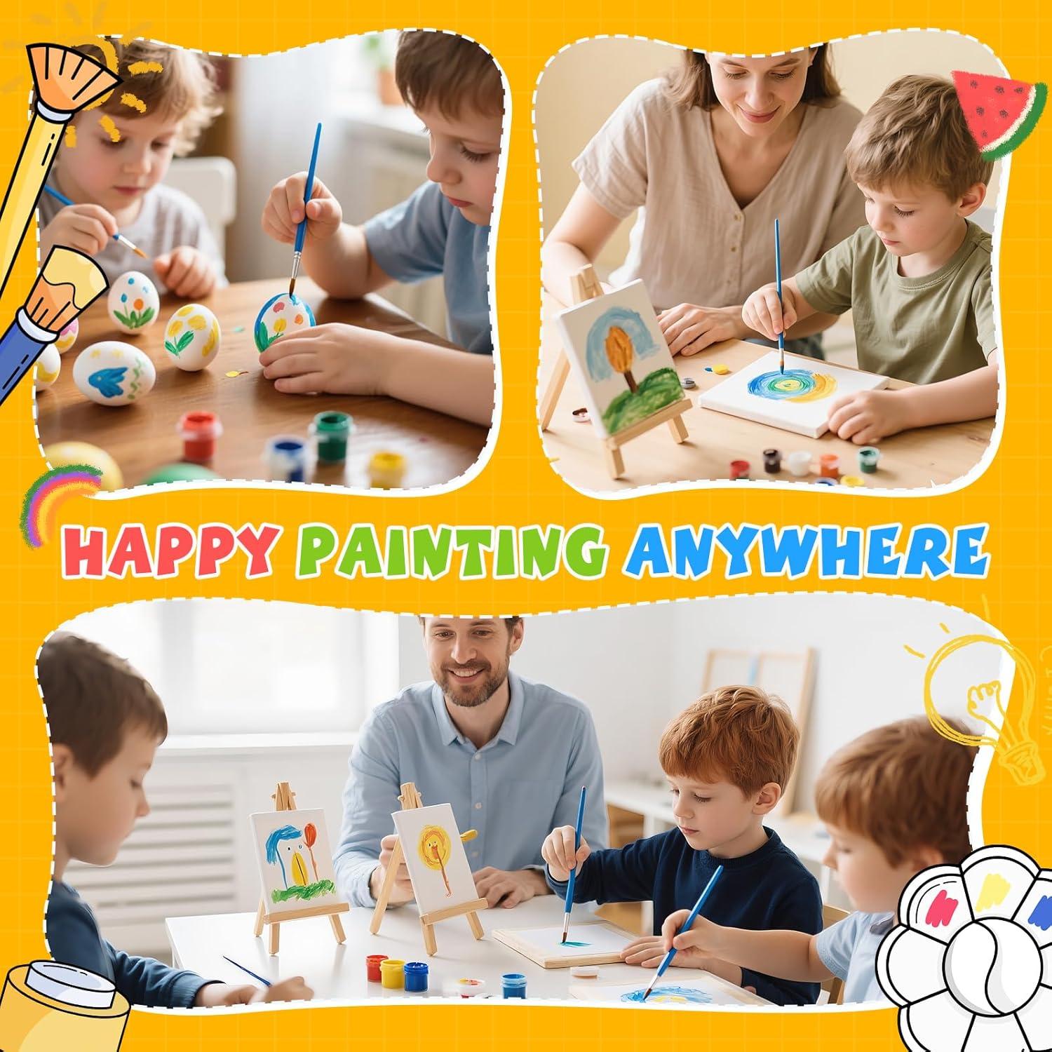 imageESRICH 20 Set Mini Canvas Painting Kit Minis Acrylic Paint Set Valentines Day Gifts44in Stretched Canvas with Easel Acrylic PaintsBrushesPaletteMini Easel Canvas for Kids Adults Painting Party16 set 55