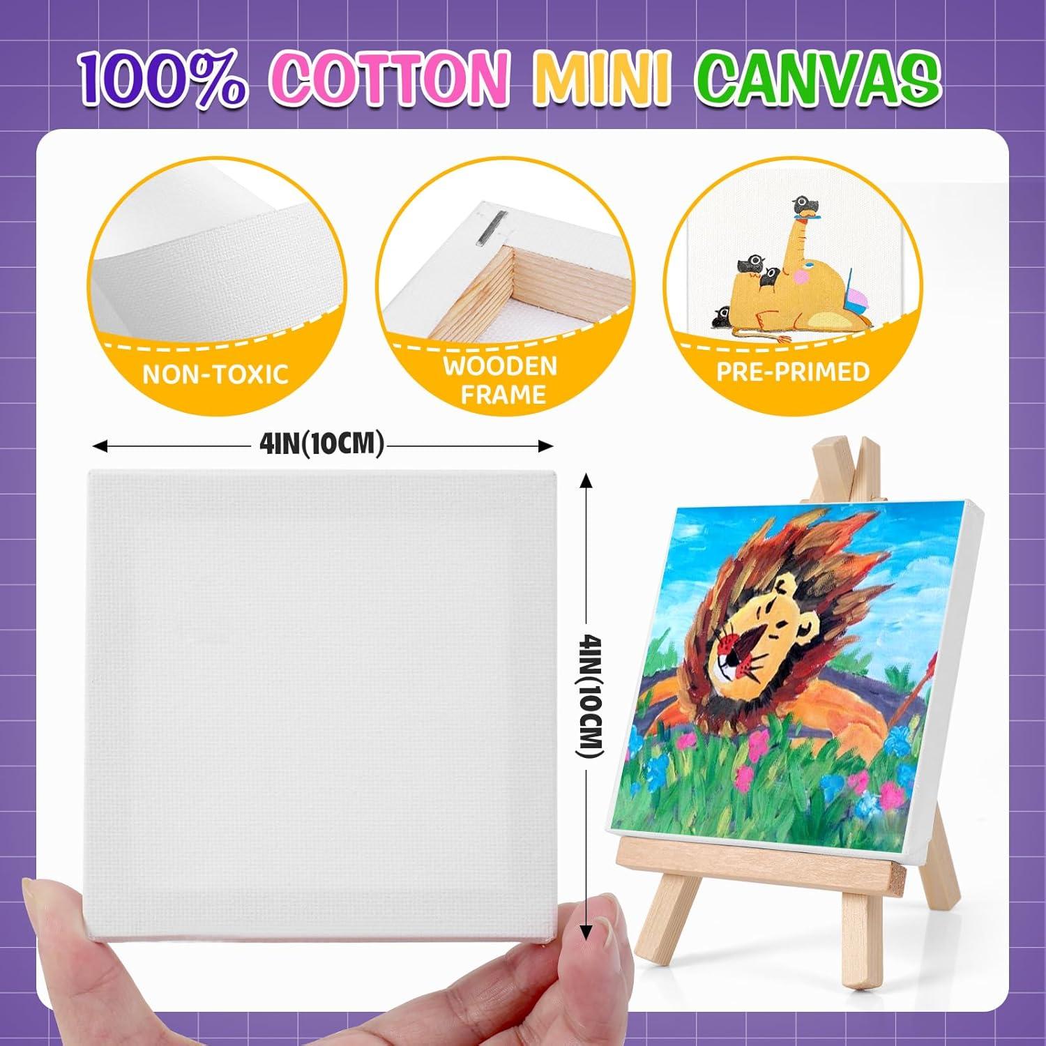 imageESRICH 20 Set Mini Canvas Painting Kit Minis Acrylic Paint Set Valentines Day Gifts44in Stretched Canvas with Easel Acrylic PaintsBrushesPaletteMini Easel Canvas for Kids Adults Painting Party30 set 44