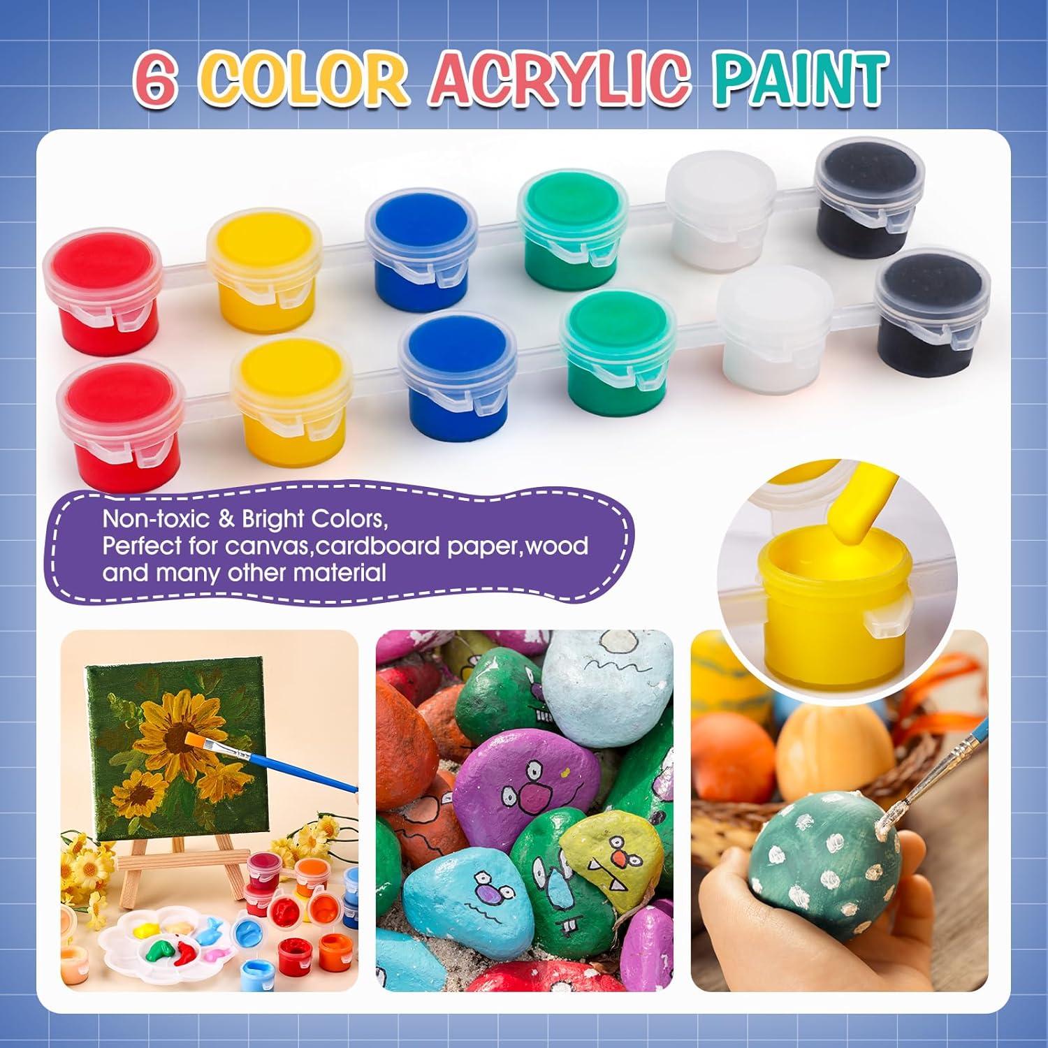 imageESRICH 20 Set Mini Canvas Painting Kit Minis Acrylic Paint Set Valentines Day Gifts44in Stretched Canvas with Easel Acrylic PaintsBrushesPaletteMini Easel Canvas for Kids Adults Painting Party10 set 44