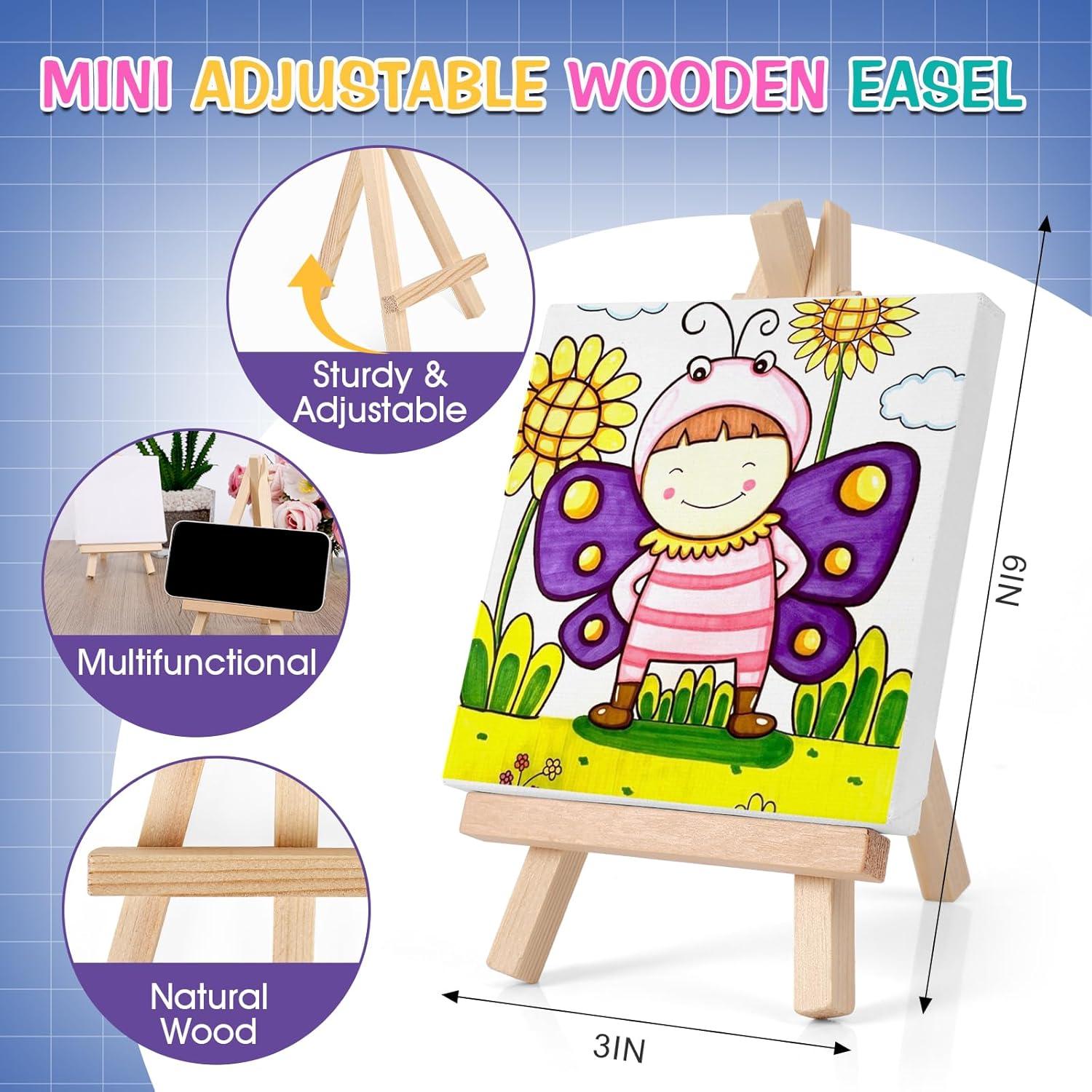 imageESRICH 20 Set Mini Canvas Painting Kit Minis Acrylic Paint Set Valentines Day Gifts44in Stretched Canvas with Easel Acrylic PaintsBrushesPaletteMini Easel Canvas for Kids Adults Painting Party10 set 44