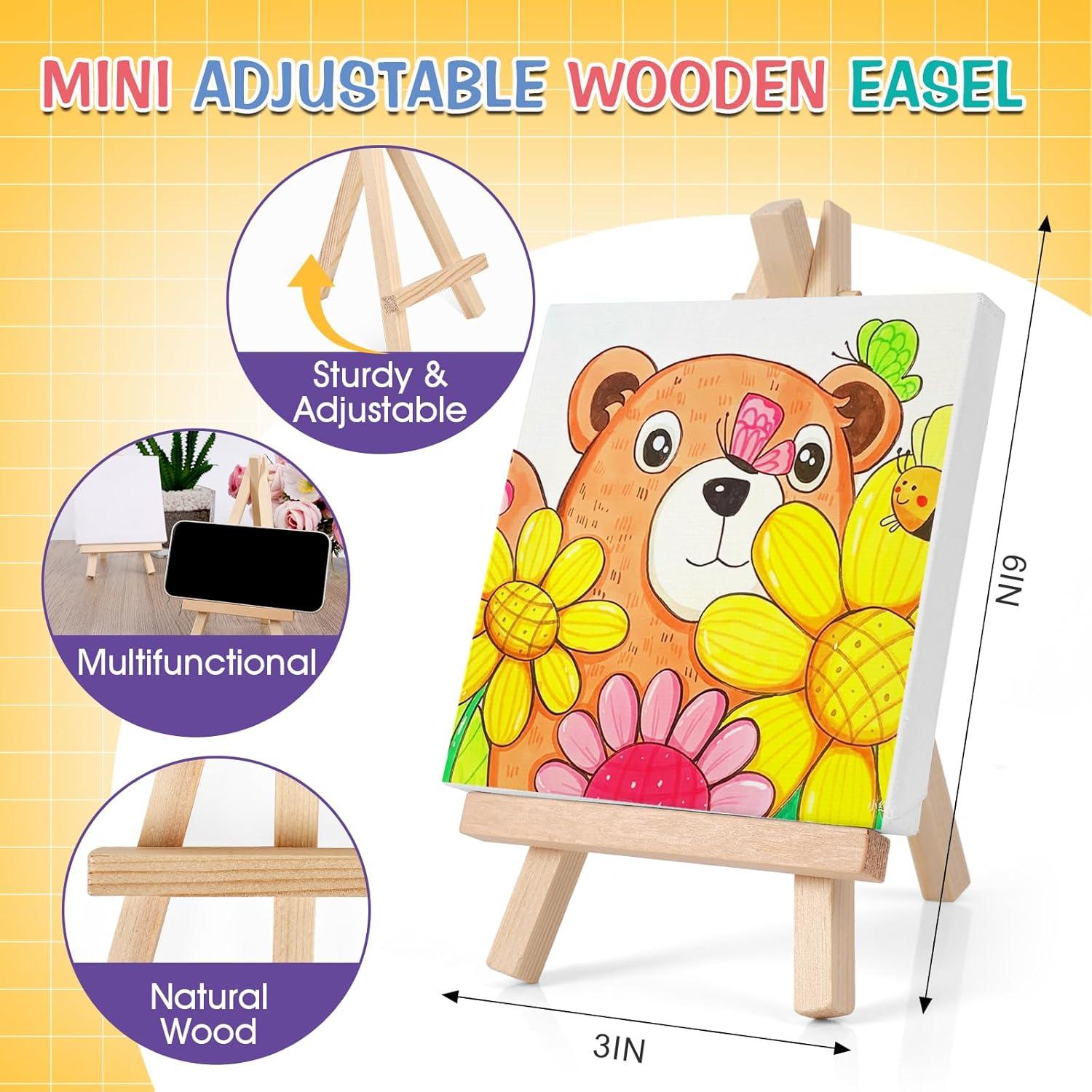 imageESRICH 20 Set Mini Canvas Painting Kit Minis Acrylic Paint Set Valentines Day Gifts44in Stretched Canvas with Easel Acrylic PaintsBrushesPaletteMini Easel Canvas for Kids Adults Painting Party5 set 44
