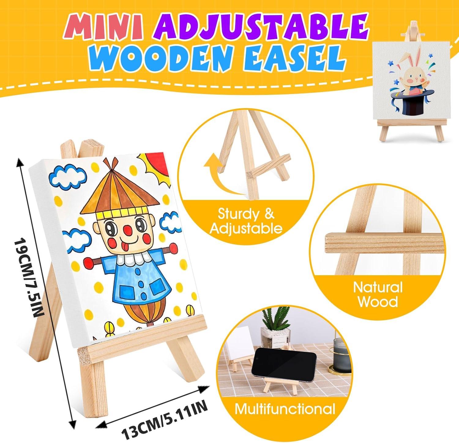 imageESRICH 20 Set Mini Canvas Painting Kit Minis Acrylic Paint Set Valentines Day Gifts44in Stretched Canvas with Easel Acrylic PaintsBrushesPaletteMini Easel Canvas for Kids Adults Painting Party16 set 55