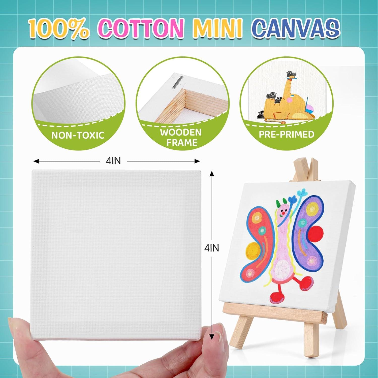 imageESRICH 20 Set Mini Canvas Painting Kit Minis Acrylic Paint Set Valentines Day Gifts44in Stretched Canvas with Easel Acrylic PaintsBrushesPaletteMini Easel Canvas for Kids Adults Painting Party20 set 44