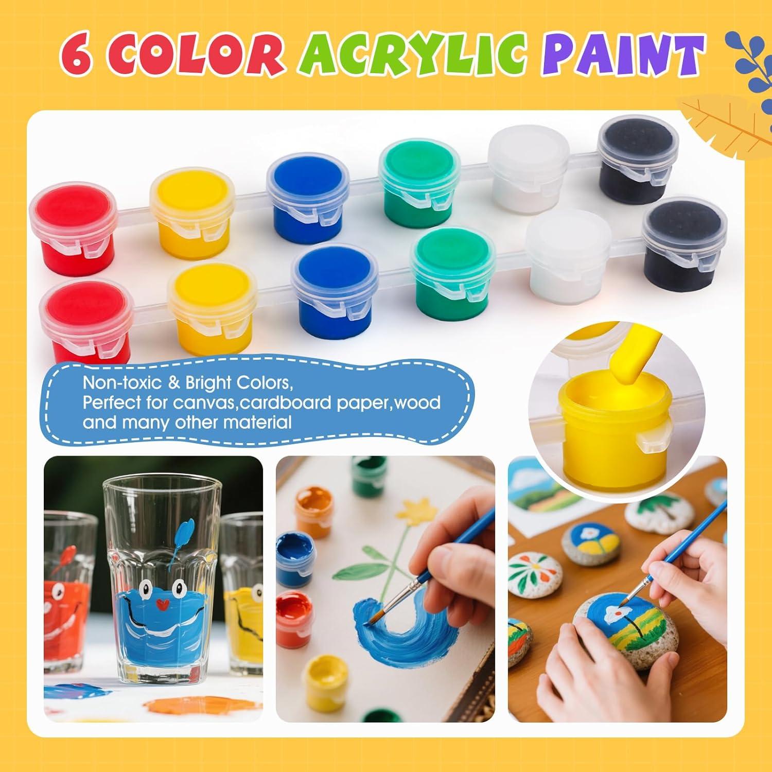 imageESRICH 20 Set Mini Canvas Painting Kit Minis Acrylic Paint Set Valentines Day Gifts44in Stretched Canvas with Easel Acrylic PaintsBrushesPaletteMini Easel Canvas for Kids Adults Painting Party16 set 55