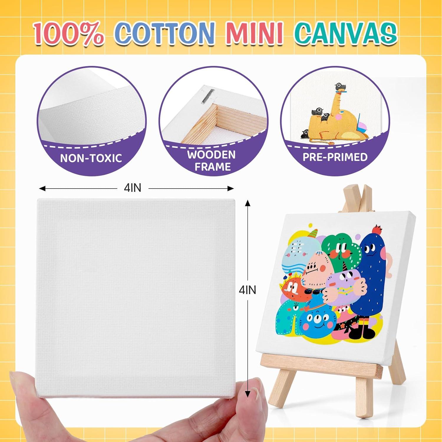 imageESRICH 20 Set Mini Canvas Painting Kit Minis Acrylic Paint Set Valentines Day Gifts44in Stretched Canvas with Easel Acrylic PaintsBrushesPaletteMini Easel Canvas for Kids Adults Painting Party5 set 44