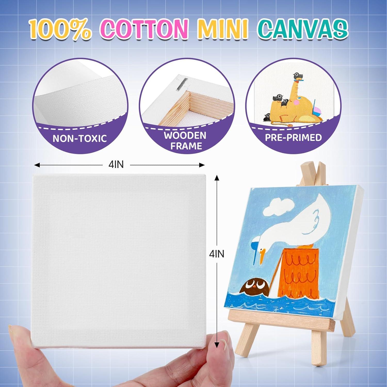 imageESRICH 20 Set Mini Canvas Painting Kit Minis Acrylic Paint Set Valentines Day Gifts44in Stretched Canvas with Easel Acrylic PaintsBrushesPaletteMini Easel Canvas for Kids Adults Painting Party10 set 44