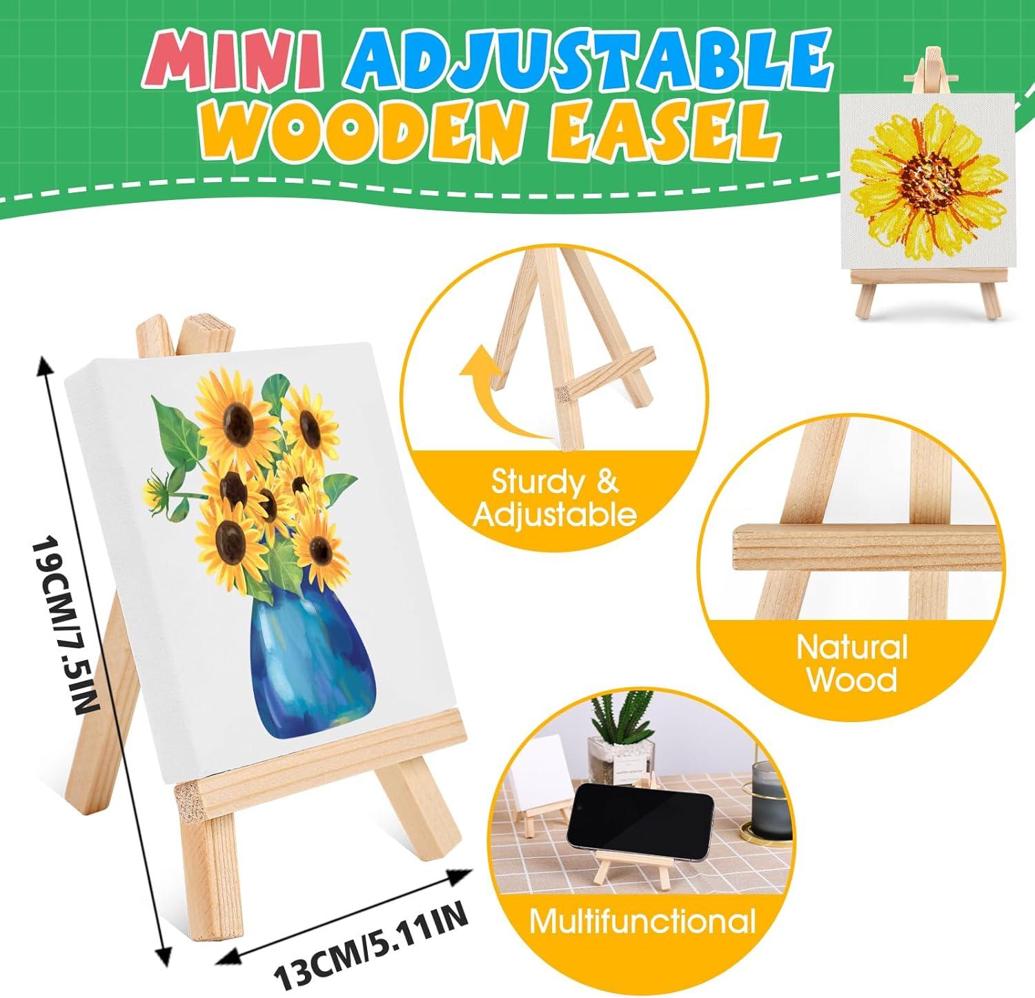 imageESRICH 20 Set Mini Canvas Painting Kit Minis Acrylic Paint Set Valentines Day Gifts44in Stretched Canvas with Easel Acrylic PaintsBrushesPaletteMini Easel Canvas for Kids Adults Painting Party24 set 55