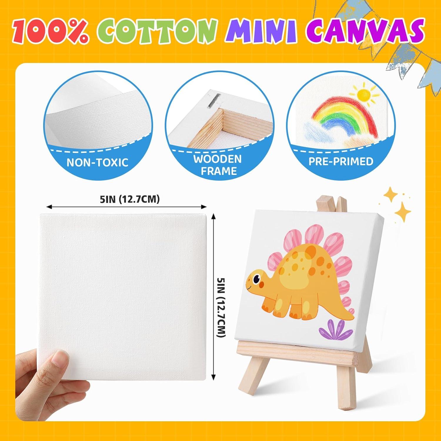 imageESRICH 20 Set Mini Canvas Painting Kit Minis Acrylic Paint Set Valentines Day Gifts44in Stretched Canvas with Easel Acrylic PaintsBrushesPaletteMini Easel Canvas for Kids Adults Painting Party16 set 55