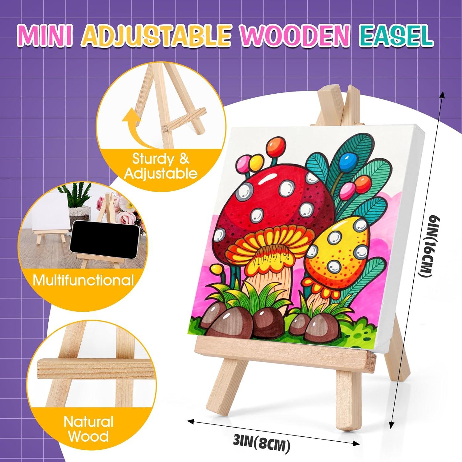 imageESRICH 20 Set Mini Canvas Painting Kit Minis Acrylic Paint Set Valentines Day Gifts44in Stretched Canvas with Easel Acrylic PaintsBrushesPaletteMini Easel Canvas for Kids Adults Painting Party30 set 44