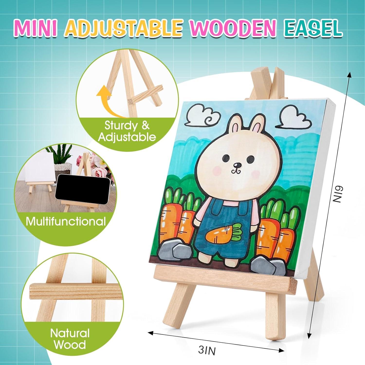imageESRICH 20 Set Mini Canvas Painting Kit Minis Acrylic Paint Set Valentines Day Gifts44in Stretched Canvas with Easel Acrylic PaintsBrushesPaletteMini Easel Canvas for Kids Adults Painting Party20 set 44