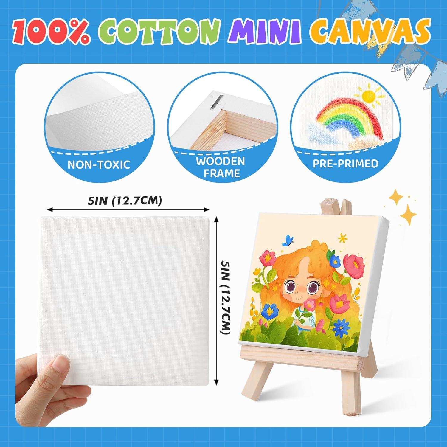 imageESRICH 20 Set Mini Canvas Painting Kit Minis Acrylic Paint Set Valentines Day Gifts44in Stretched Canvas with Easel Acrylic PaintsBrushesPaletteMini Easel Canvas for Kids Adults Painting Party8 set 55