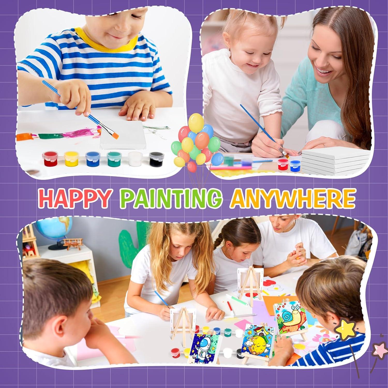 imageESRICH 20 Set Mini Canvas Painting Kit Minis Acrylic Paint Set Valentines Day Gifts44in Stretched Canvas with Easel Acrylic PaintsBrushesPaletteMini Easel Canvas for Kids Adults Painting Party30 set 44