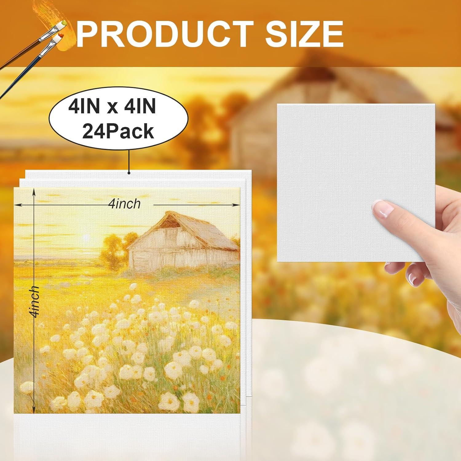 imageESRICH 3x3IN Small Canvases for Painting 32 Pack Mini Canvas Boards Cotton Painting Canvas Primed Acid Free Mini Blank Canvas Panels for Oil PaintWatercolorAcrylic PaintGouacheampTempera4x4in 24pack