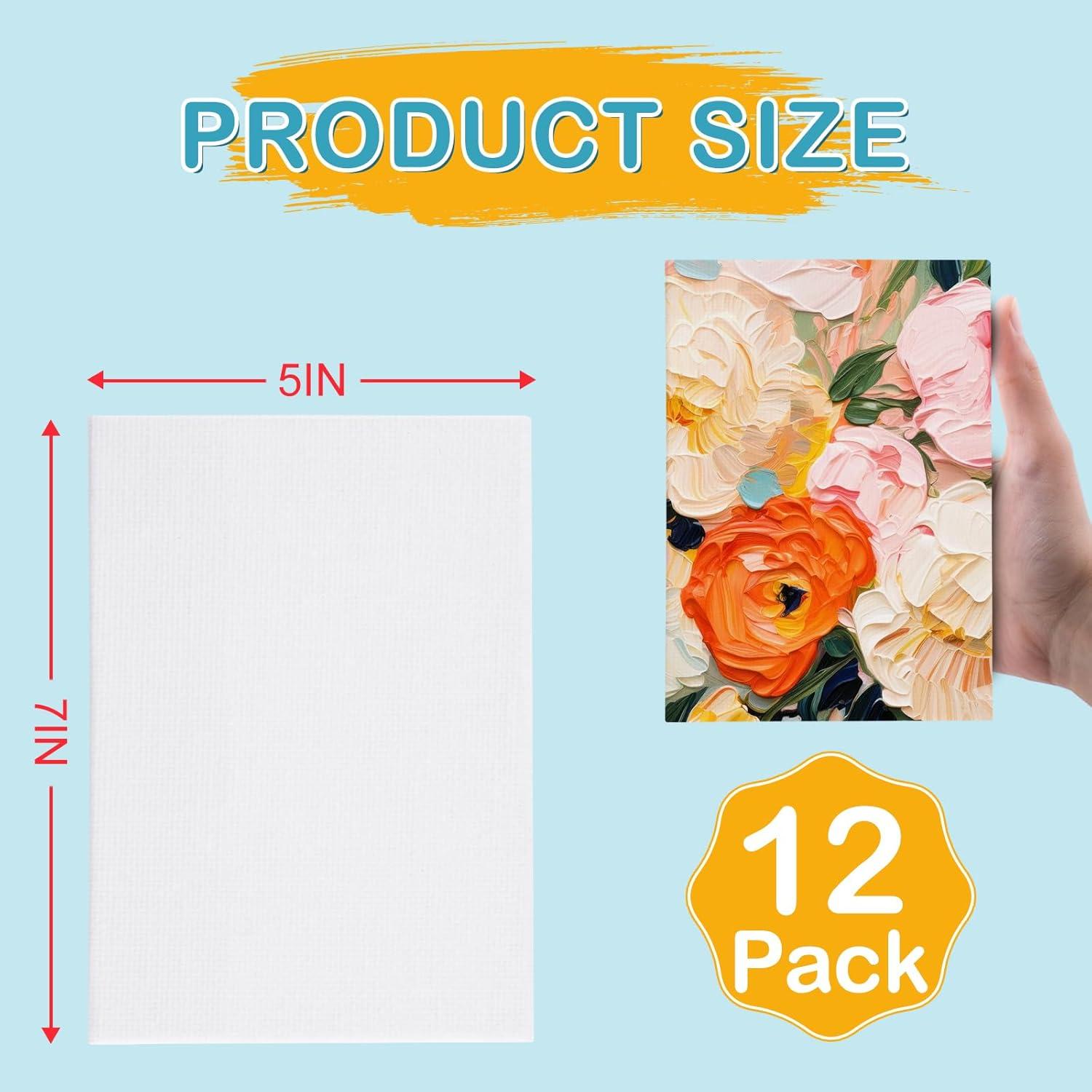 imageESRICH 3x3IN Small Canvases for Painting 32 Pack Mini Canvas Boards Cotton Painting Canvas Primed Acid Free Mini Blank Canvas Panels for Oil PaintWatercolorAcrylic PaintGouacheampTempera5x7in 12pack
