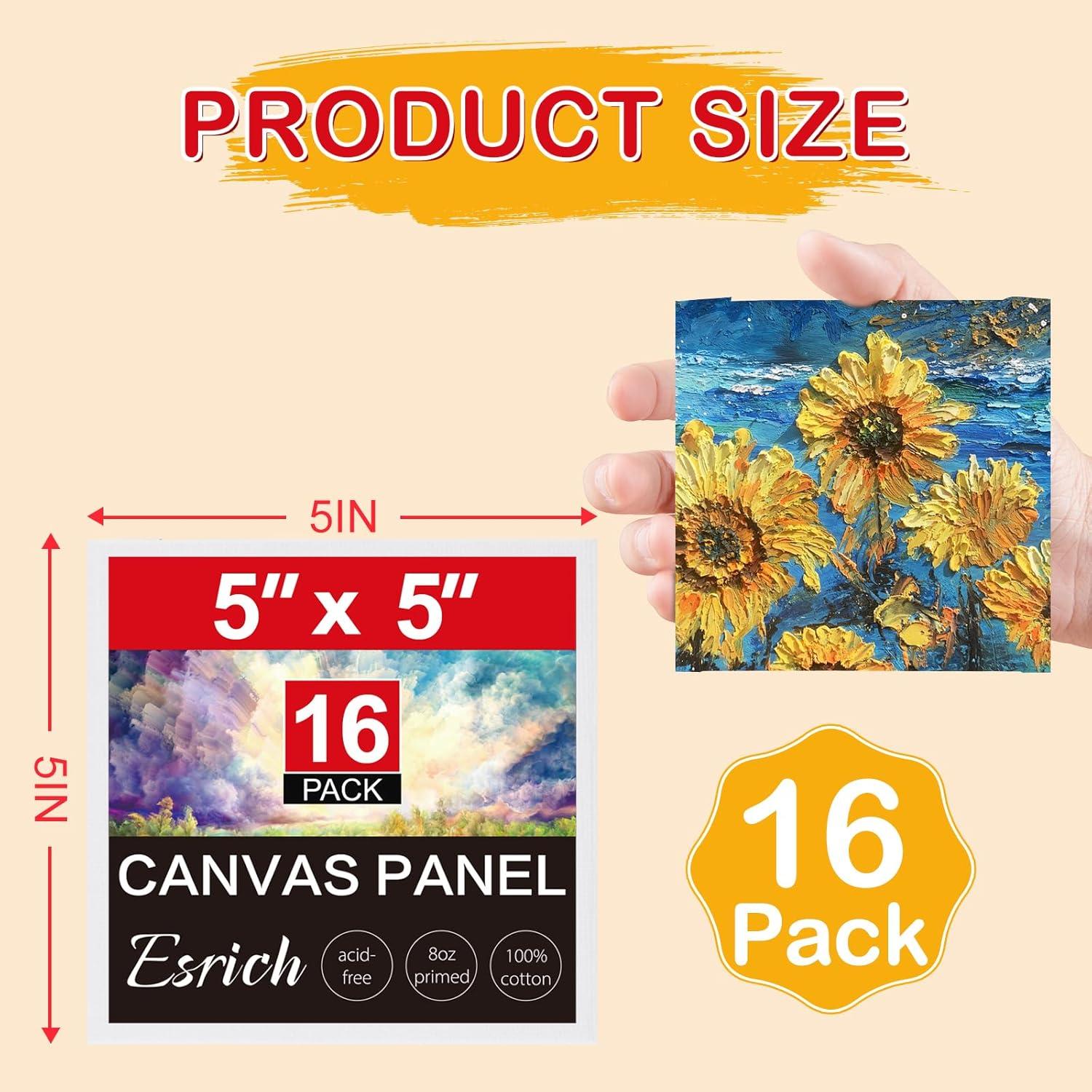 imageESRICH 3x3IN Small Canvases for Painting 32 Pack Mini Canvas Boards Cotton Painting Canvas Primed Acid Free Mini Blank Canvas Panels for Oil PaintWatercolorAcrylic PaintGouacheampTempera5x5in 16pack