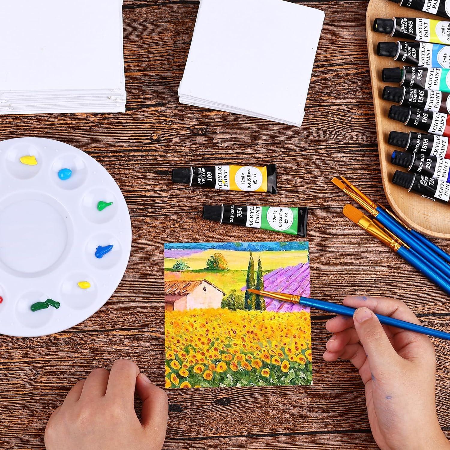 imageESRICH 3x3IN Small Canvases for Painting 32 Pack Mini Canvas Boards Cotton Painting Canvas Primed Acid Free Mini Blank Canvas Panels for Oil PaintWatercolorAcrylic PaintGouacheampTempera6x6in 12pack