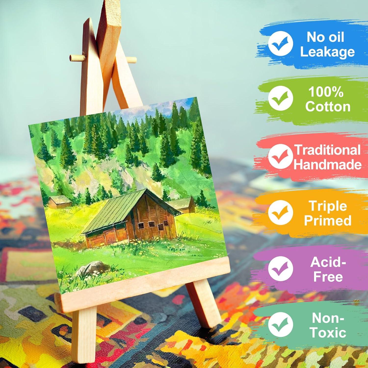 imageESRICH 3x3IN Small Canvases for Painting 32 Pack Mini Canvas Boards Cotton Painting Canvas Primed Acid Free Mini Blank Canvas Panels for Oil PaintWatercolorAcrylic PaintGouacheampTempera5x5in 16pack